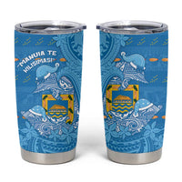 Tuvalu Christmas Tumbler Cup Dolphins Santa Xmas Tribal Waves - Polynesian Pride