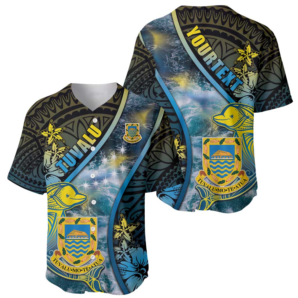 Personalised Tuvalu Baseball Jersey Dolphin On The Waves