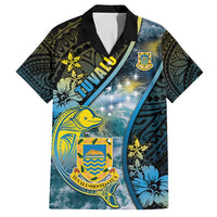 Personalised Tuvalu Family Matching Off Shoulder Maxi Dress and Hawaiian Shirt Dolphin On The Waves