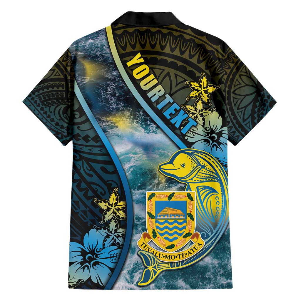 Personalised Tuvalu Family Matching Short Sleeve Bodycon Dress and Hawaiian Shirt Dolphin On The Waves