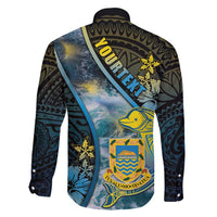 Personalised Tuvalu Family Matching Tank Maxi Dress and Hawaiian Shirt Dolphin On The Waves