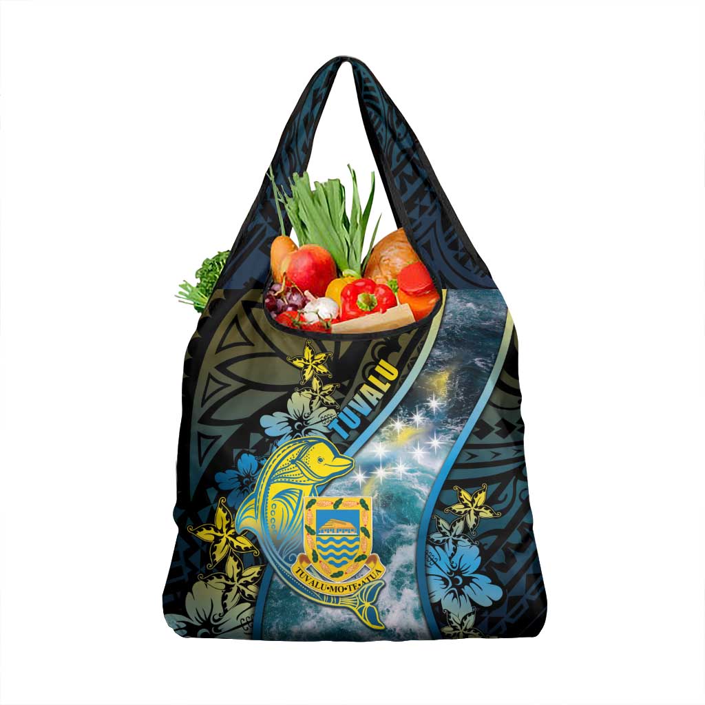 Tuvalu Grocery Bag Dolphin On The Waves