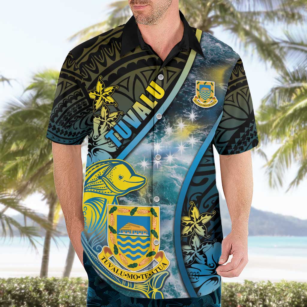 Personalised Tuvalu Hawaiian Shirt Dolphin On The Waves