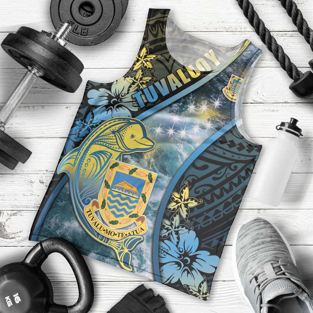 Personalised Tuvalu Men Tank Top Dolphin On The Waves