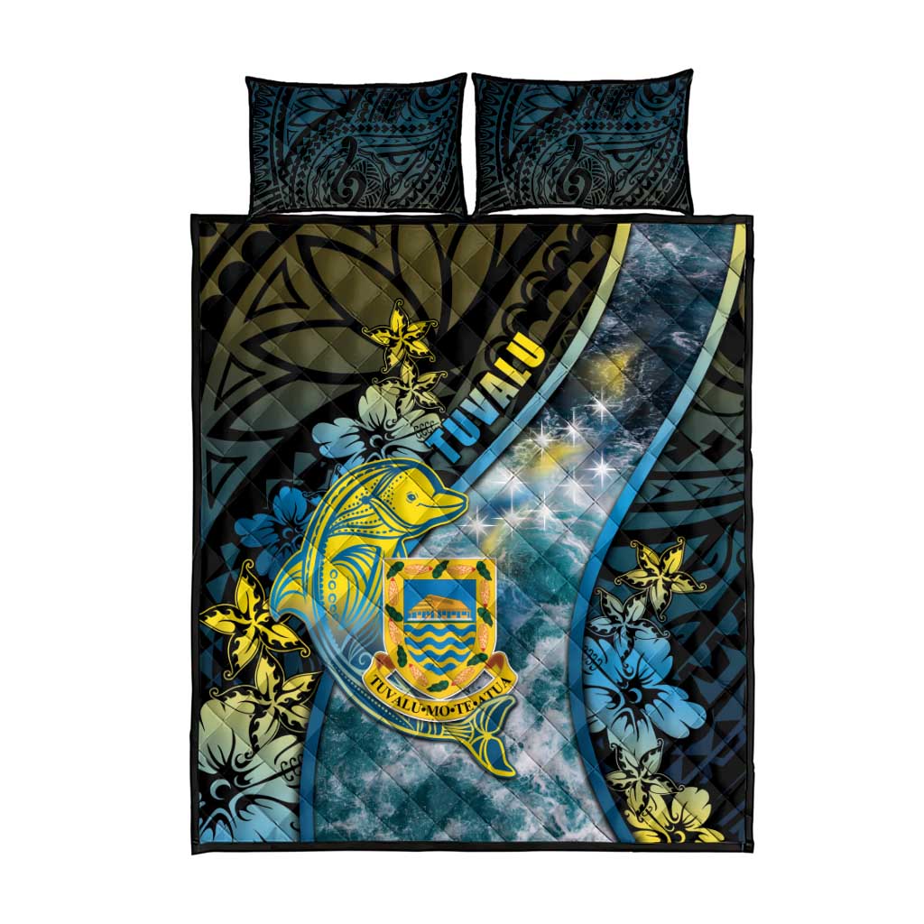 Tuvalu Quilt Bed Set Dolphin On The Waves