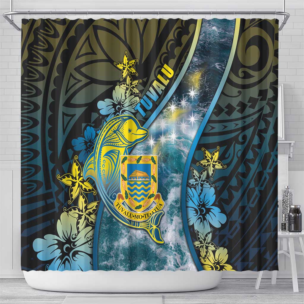 Tuvalu Shower Curtain Dolphin On The Waves