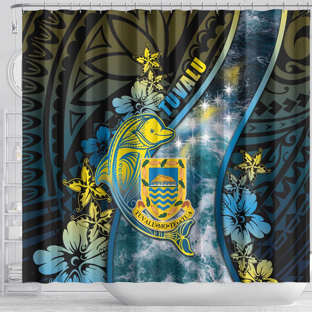 Tuvalu Shower Curtain Dolphin On The Waves