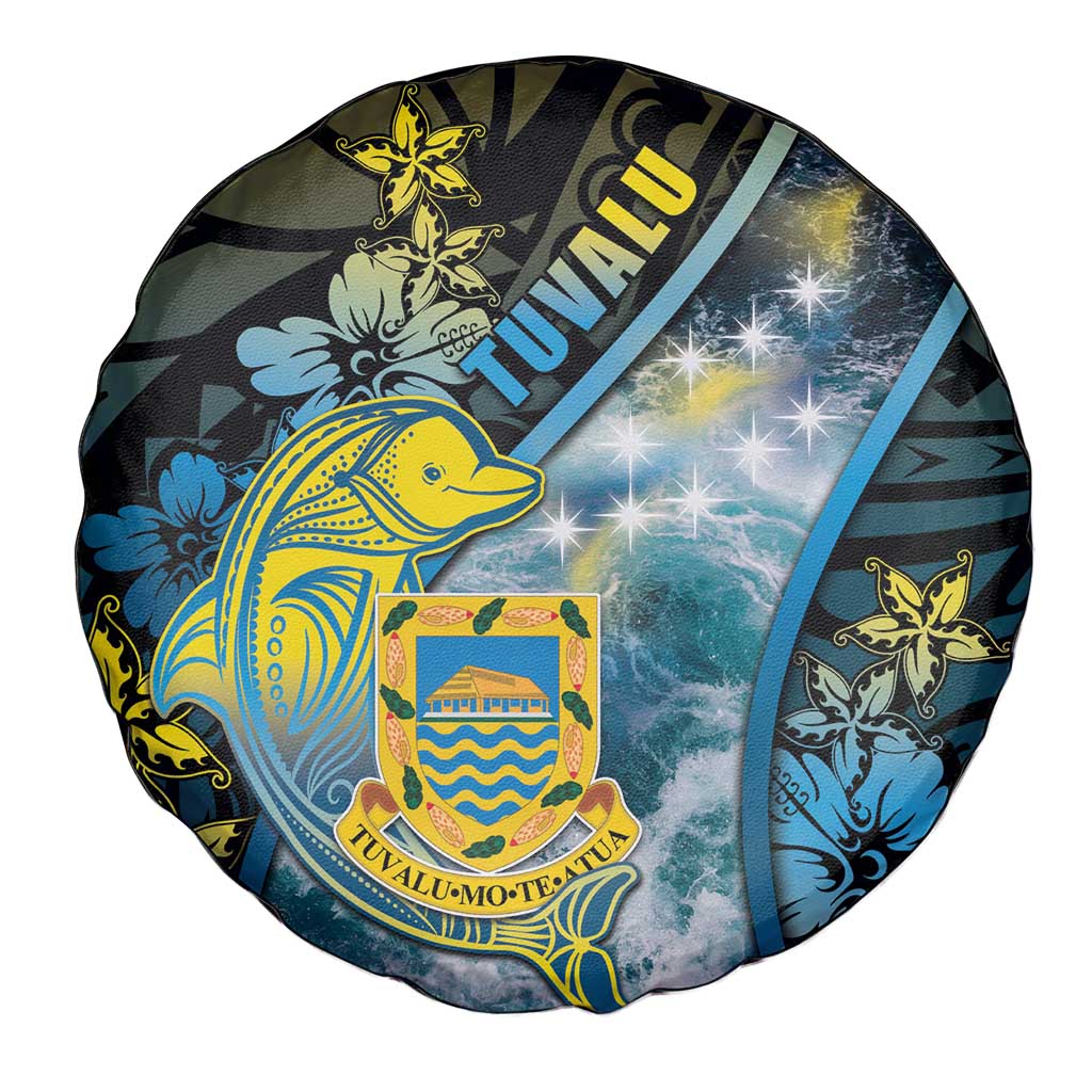Tuvalu Spare Tire Cover Dolphin On The Waves