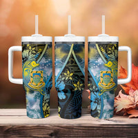 Personalised Tuvalu Tumbler With Handle Dolphin On The Waves