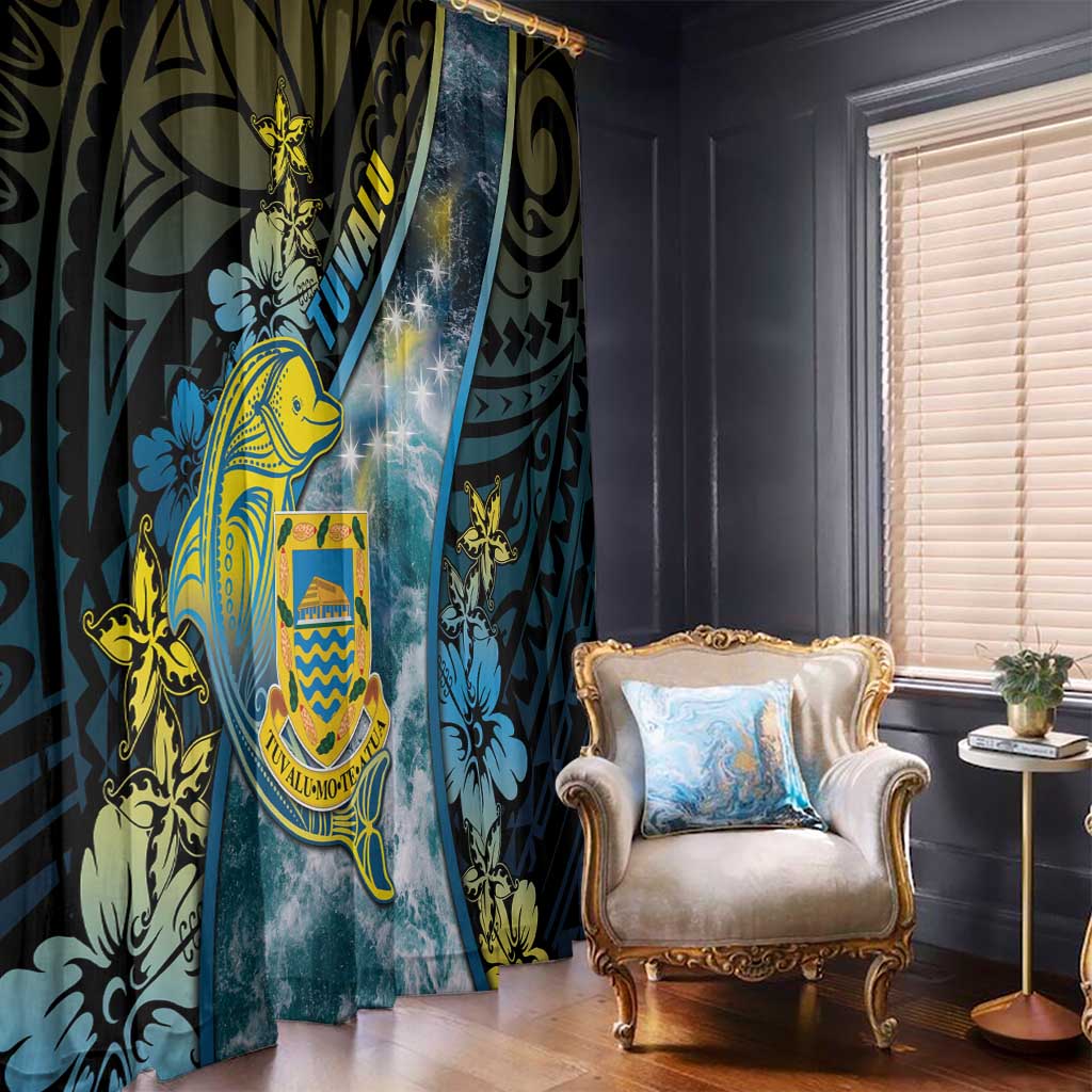 Tuvalu Window Curtain Dolphin On The Waves