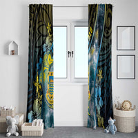 Tuvalu Window Curtain Dolphin On The Waves