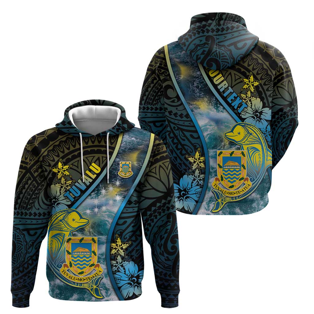 Personalised Tuvalu Zip Hoodie Dolphin On The Waves
