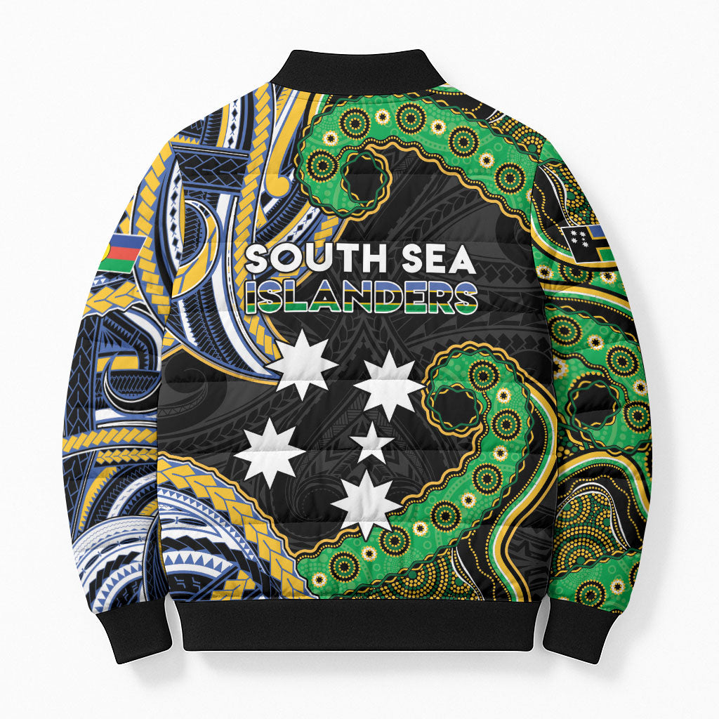 South Sea Islanders And New Caledonia Bomber Puffer Jacket Nautilus Shell Southern Cross Tribal Pattern DT05 - Polynesian Pride