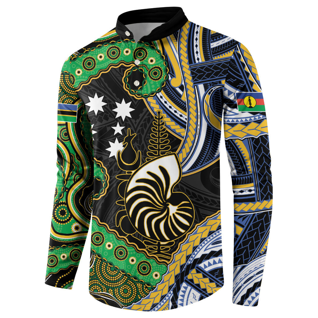 South Sea Islanders And New Caledonia Button Sweatshirt Nautilus Shell Southern Cross Tribal Pattern DT05 - Polynesian Pride