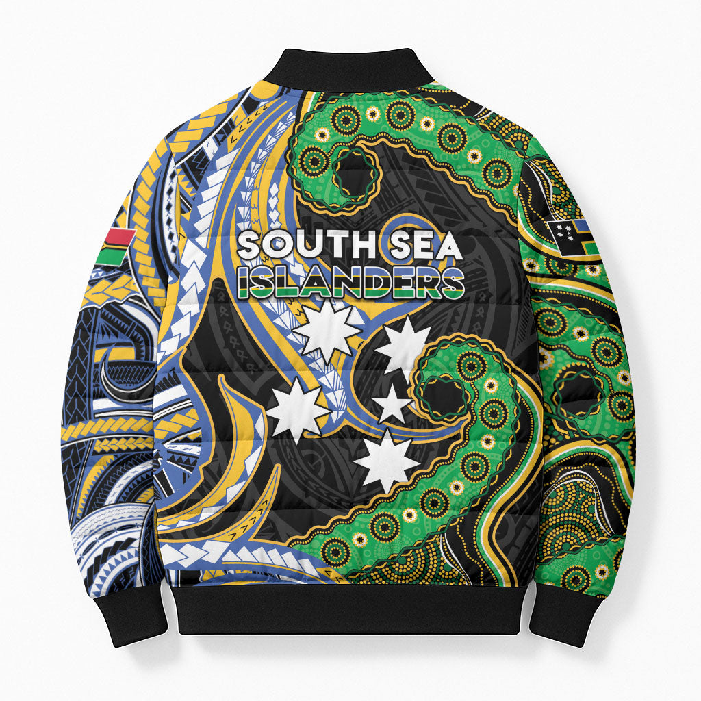 South Sea Islanders And Vanuatu Bomber Puffer Jacket Boar Tusk Warrior Southern Tribal Pattern DT05 - Polynesian Pride