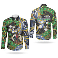South Sea Islanders And Vanuatu Couples Matching Short Sleeve Bodycon Dress and Long Sleeve Button Shirt Boar Tusk Warrior Southern Tribal Pattern DT05 - Polynesian Pride