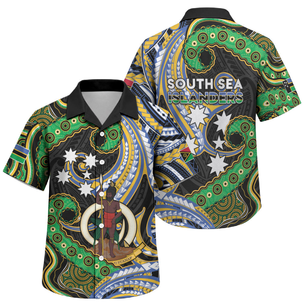 South Sea Islanders And Vanuatu Family Matching Off Shoulder Maxi Dress and Hawaiian Shirt Boar Tusk Warrior Southern Tribal Pattern DT05 Son's Shirt Black - Polynesian Pride