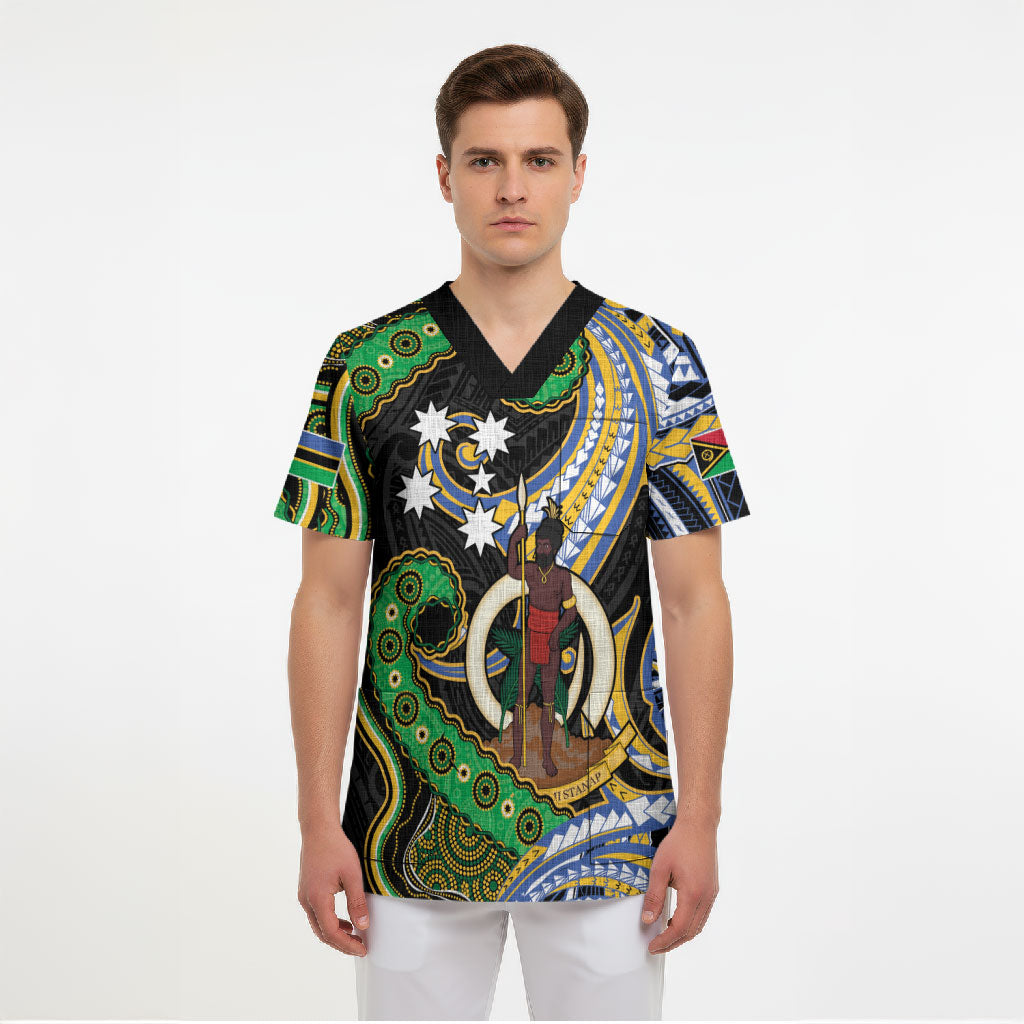 South Sea Islanders And Vanuatu Scrub Top Boar Tusk Warrior Southern Tribal Pattern DT05 - Polynesian Pride