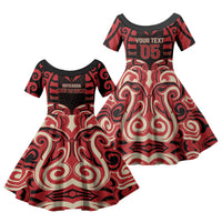 Custom Aotearoa Ngai Te Rangi Family Matching Mermaid Dress and Hawaiian Shirt New Zealand Traditional Maori Pattern DT05 Daughter's Dress Red - Polynesian Pride