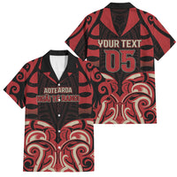 Custom Aotearoa Ngai Te Rangi Family Matching Off The Shoulder Long Sleeve Dress and Hawaiian Shirt New Zealand Traditional Maori Pattern DT05 Dad's Shirt - Short Sleeve Red - Polynesian Pride