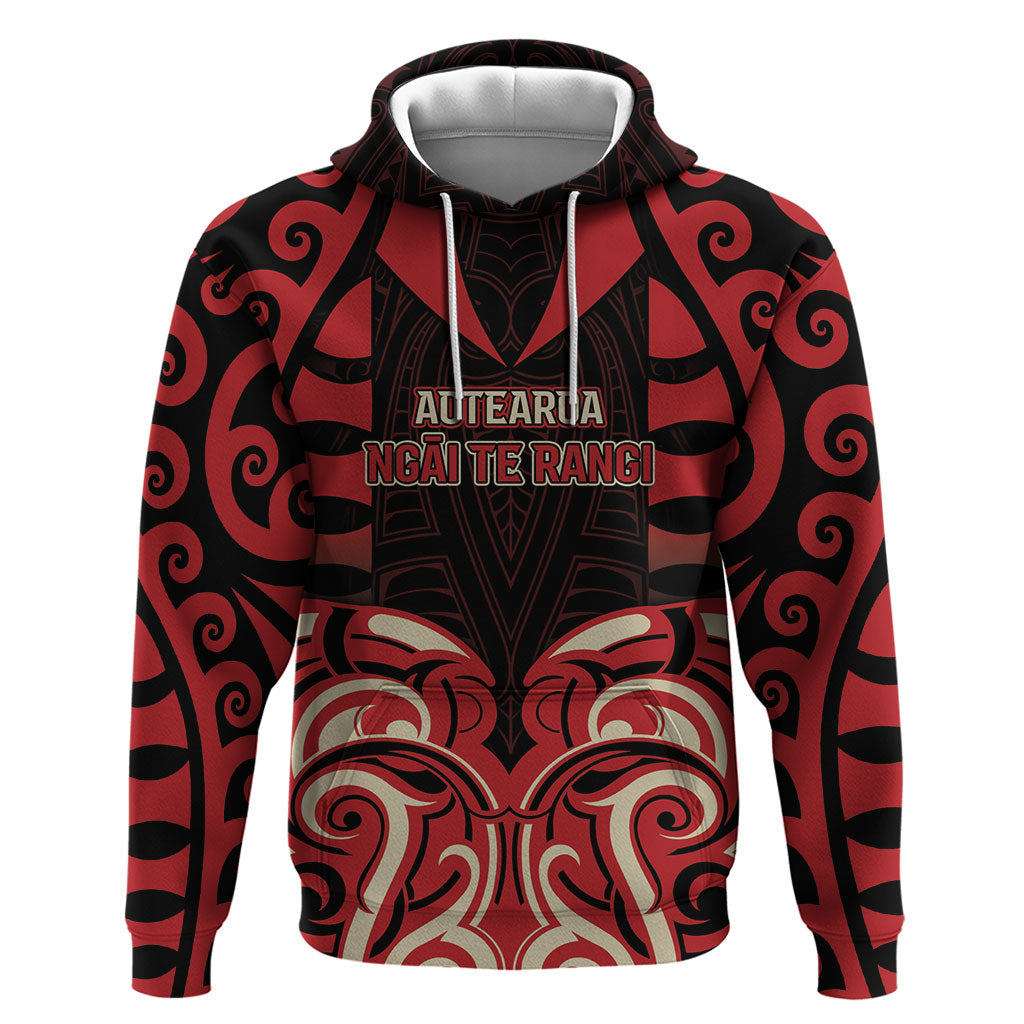 Custom Aotearoa Ngai Te Rangi Zip Hoodie New Zealand Traditional Maori Pattern DT05 Pullover Hoodie Red - Polynesian Pride