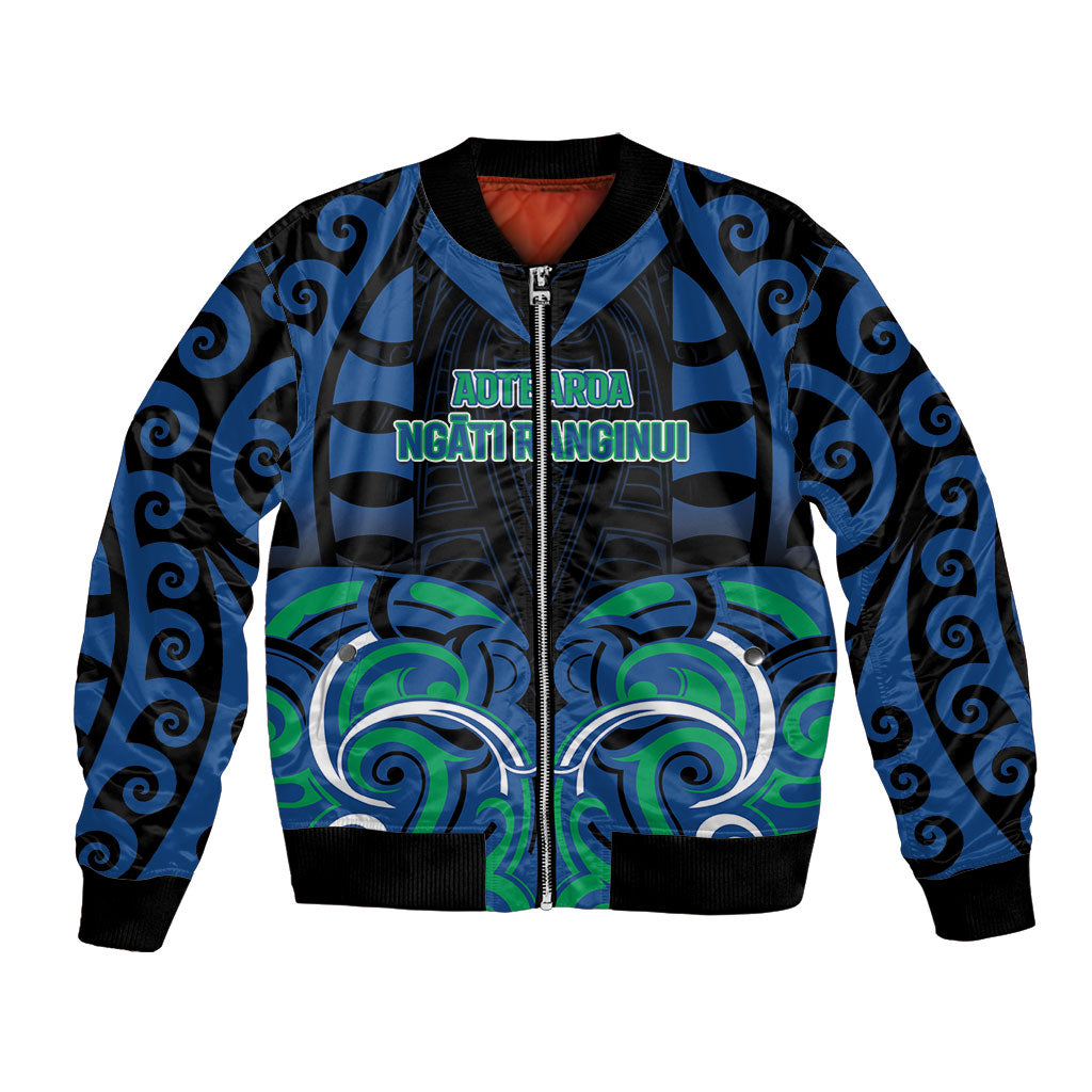 Custom Aotearoa Ngati Ranginui Bomber Jacket New Zealand Traditional Maori Pattern DT05 Unisex Navy - Polynesian Pride