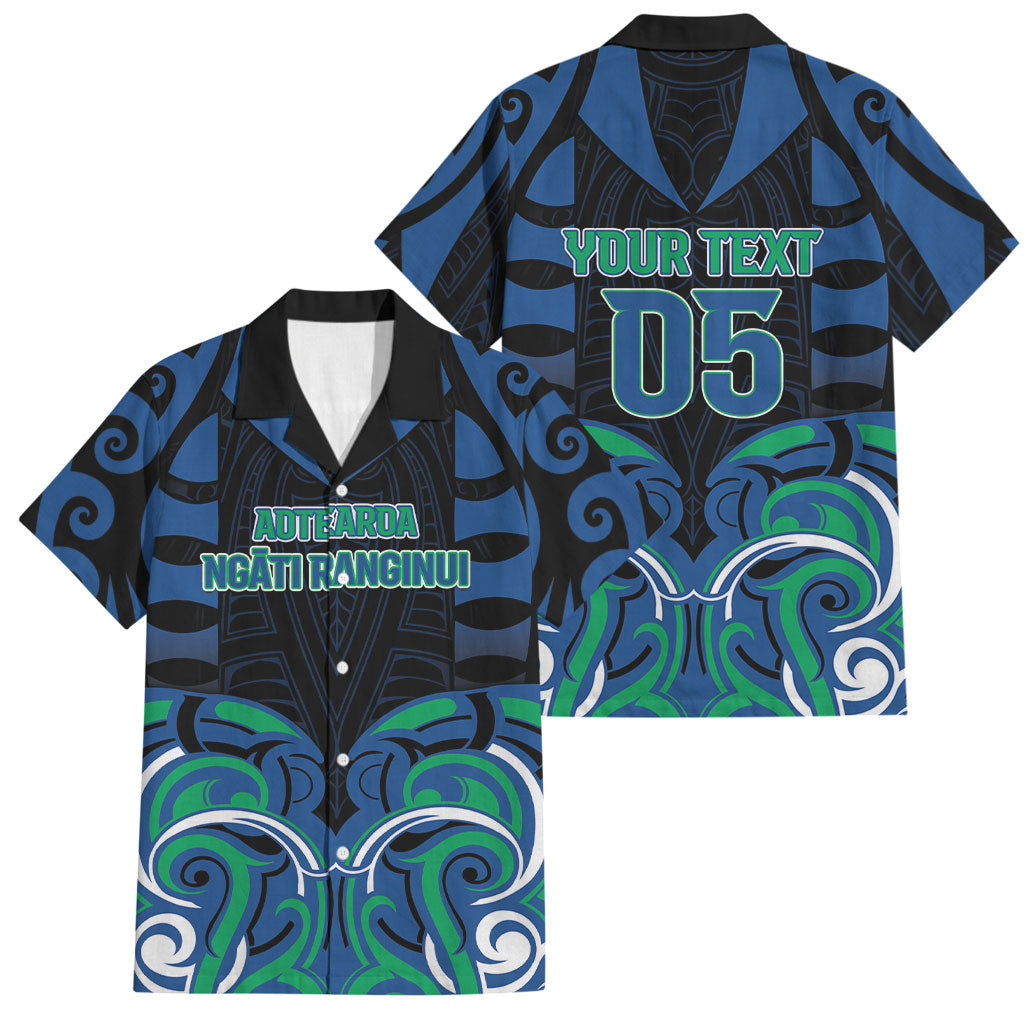 Custom Aotearoa Ngati Ranginui Family Matching Mermaid Dress and Hawaiian Shirt New Zealand Traditional Maori Pattern DT05 Dad's Shirt - Short Sleeve Navy - Polynesian Pride