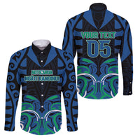 Custom Aotearoa Ngati Ranginui Family Matching Mermaid Dress and Hawaiian Shirt New Zealand Traditional Maori Pattern DT05 Dad's Shirt - Long Sleeve Navy - Polynesian Pride