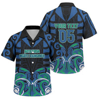 Custom Aotearoa Ngati Ranginui Family Matching Summer Maxi Dress and Hawaiian Shirt New Zealand Traditional Maori Pattern DT05 Son's Shirt Navy - Polynesian Pride