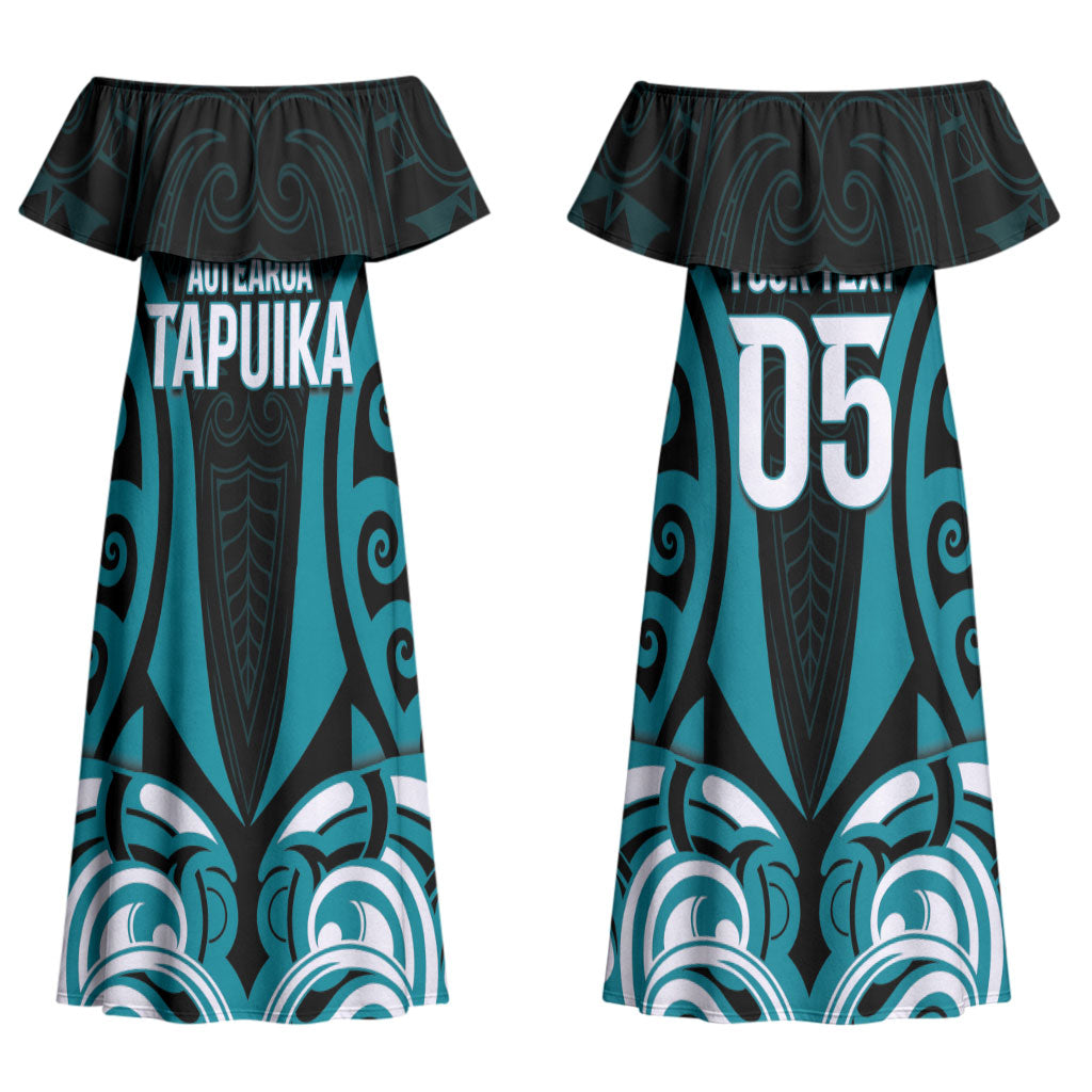 Custom Aotearoa Tapuika Couples Matching Off Shoulder Maxi Dress and Hawaiian Shirt New Zealand Traditional Maori Pattern DT05 - Polynesian Pride