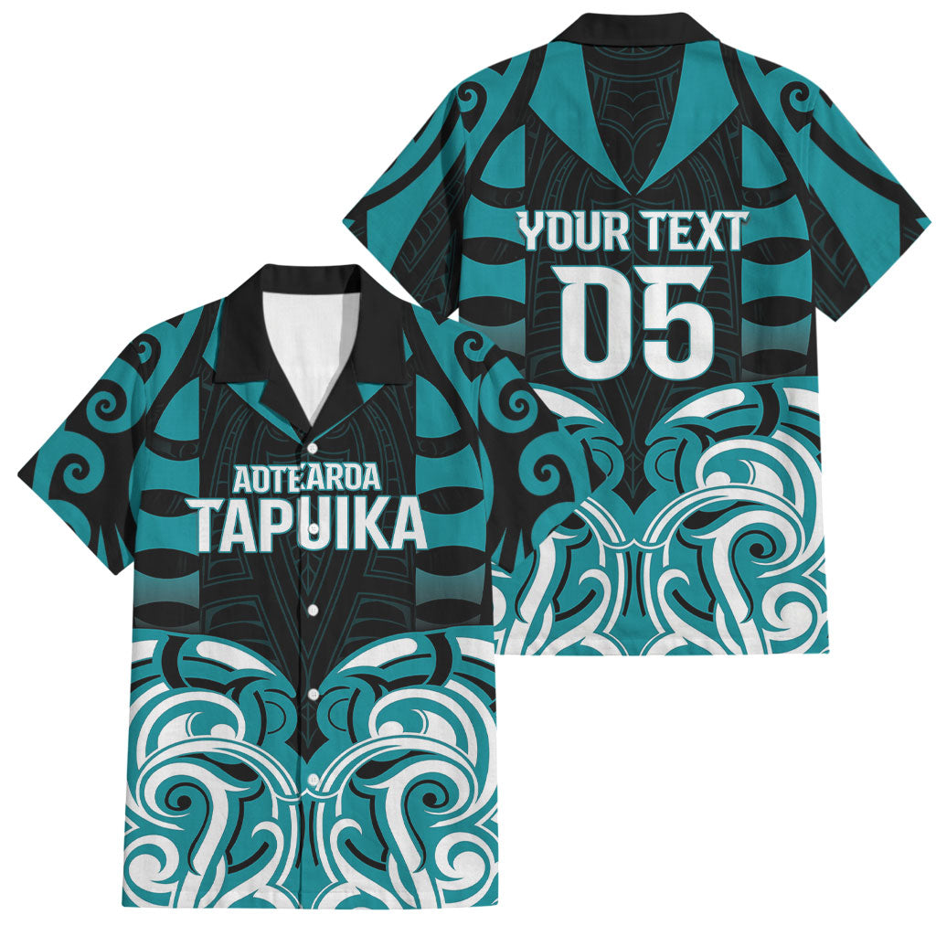 Custom Aotearoa Tapuika Family Matching Summer Maxi Dress and Hawaiian Shirt New Zealand Traditional Maori Pattern DT05 Dad's Shirt - Short Sleeve Teal - Polynesian Pride