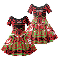 Custom Aotearoa Ngati Maru Family Matching Mermaid Dress and Hawaiian Shirt New Zealand Traditional Maori Pattern DT05 Daughter's Dress Red - Polynesian Pride