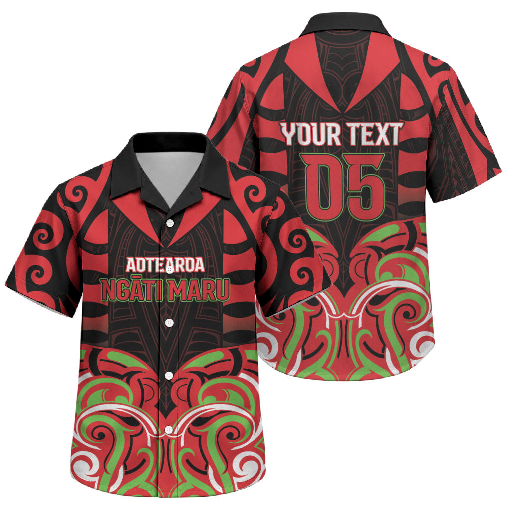 Custom Aotearoa Ngati Maru Family Matching Off The Shoulder Long Sleeve Dress and Hawaiian Shirt New Zealand Traditional Maori Pattern DT05 Son's Shirt Red - Polynesian Pride