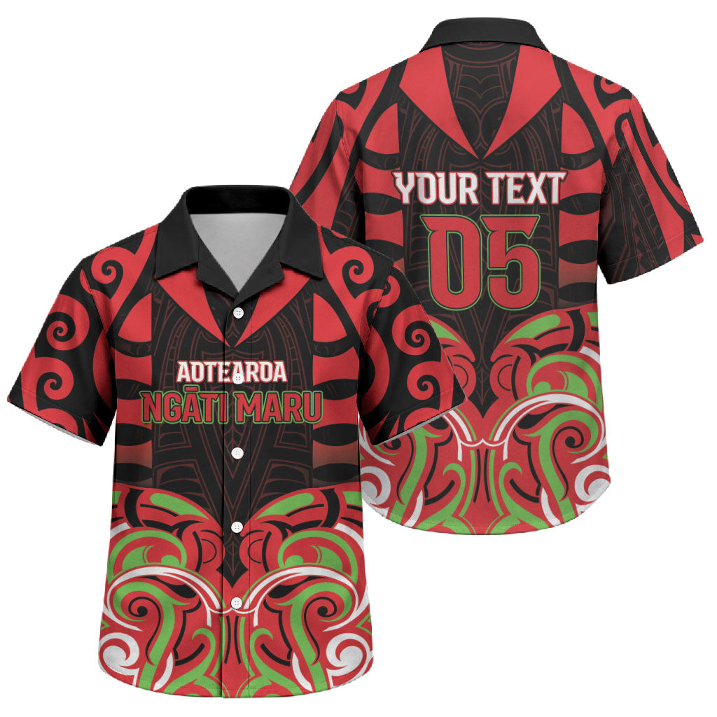 Custom Aotearoa Ngati Maru Family Matching Off Shoulder Short Dress and Hawaiian Shirt New Zealand Traditional Maori Pattern DT05 Son's Shirt Red - Polynesian Pride