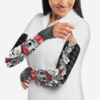 Black Palaka Hawaiian And Japanese Arm Sleeves Maneki Neko And Sakura Bloom