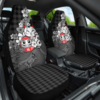 Black Palaka Hawaiian And Japanese Car Seat Cover Maneki Neko And Sakura Bloom