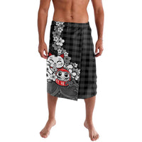 Black Palaka Hawaiian And Japanese Lavalava Maneki Neko And Sakura Bloom