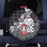 Black Palaka Hawaiian And Japanese Spare Tire Cover Maneki Neko And Sakura Bloom