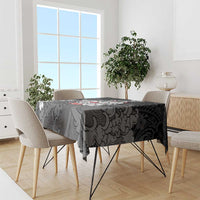 Black Palaka Hawaiian And Japanese Tablecloth Maneki Neko And Sakura Bloom