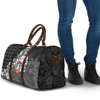 Black Palaka Hawaiian And Japanese Travel Bag Maneki Neko And Sakura Bloom DT05 - Polynesian Pride