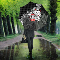 Black Palaka Hawaiian And Japanese Umbrella Maneki Neko And Sakura Bloom