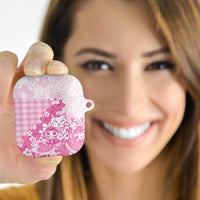 Pink Palaka Hawaiian And Japanese AirPods Case Maneki Neko And Sakura Bloom