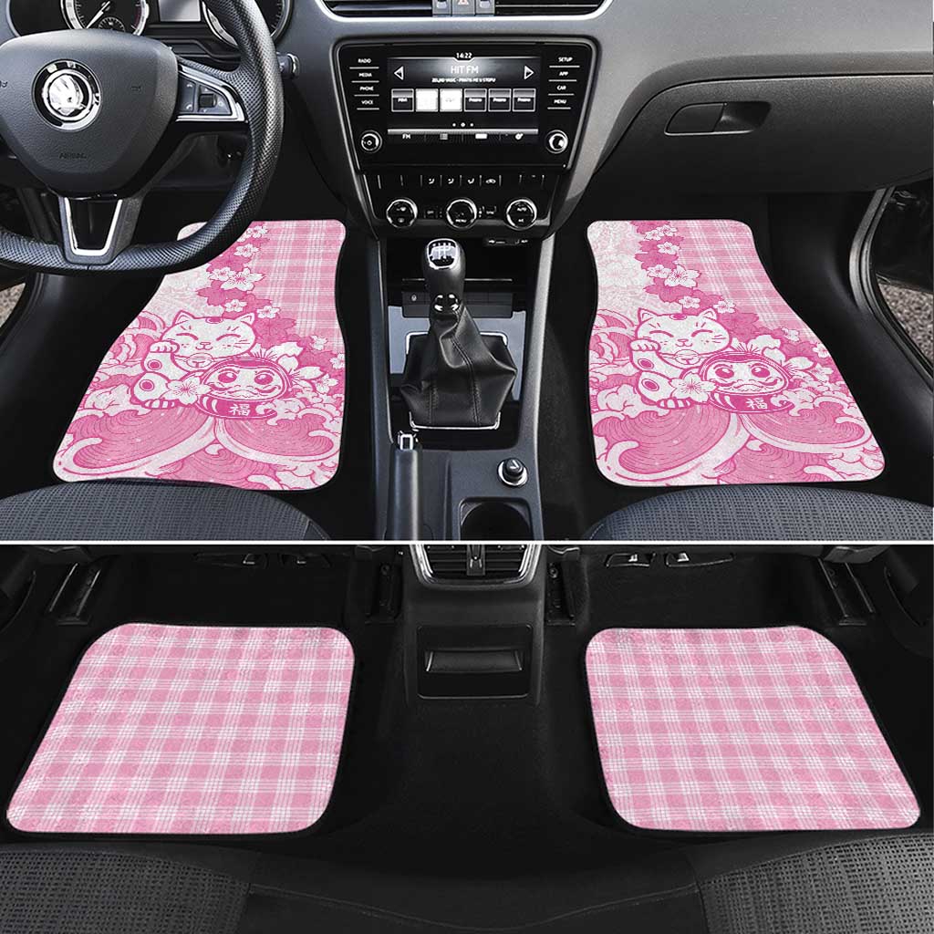 Pink Palaka Hawaiian And Japanese Car Mats Maneki Neko And Sakura Bloom