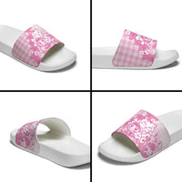 Pink Palaka Hawaiian And Japanese Slide Sandals Maneki Neko And Sakura Bloom