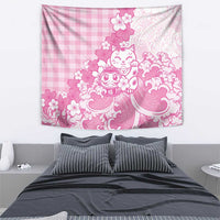 Pink Palaka Hawaiian And Japanese Tapestry Maneki Neko And Sakura Bloom