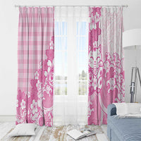 Pink Palaka Hawaiian And Japanese Window Curtain Maneki Neko And Sakura Bloom