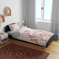 Beige Palaka Hawaiian And Japanese Bedding Set Maneki Neko And Sakura Bloom