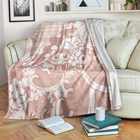 Beige Palaka Hawaiian And Japanese Blanket Maneki Neko And Sakura Bloom