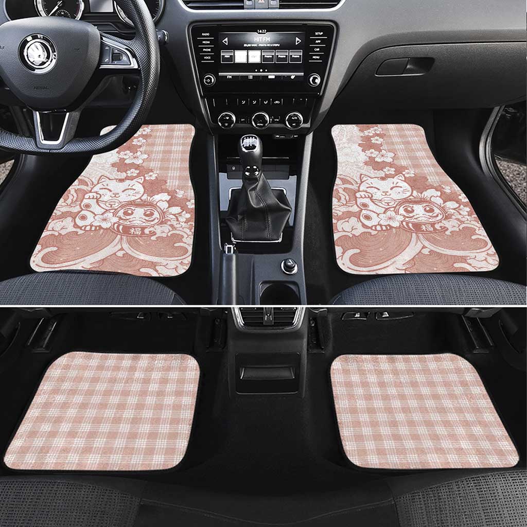 Beige Palaka Hawaiian And Japanese Car Mats Maneki Neko And Sakura Bloom