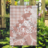 Beige Palaka Hawaiian And Japanese Garden Flag Maneki Neko And Sakura Bloom